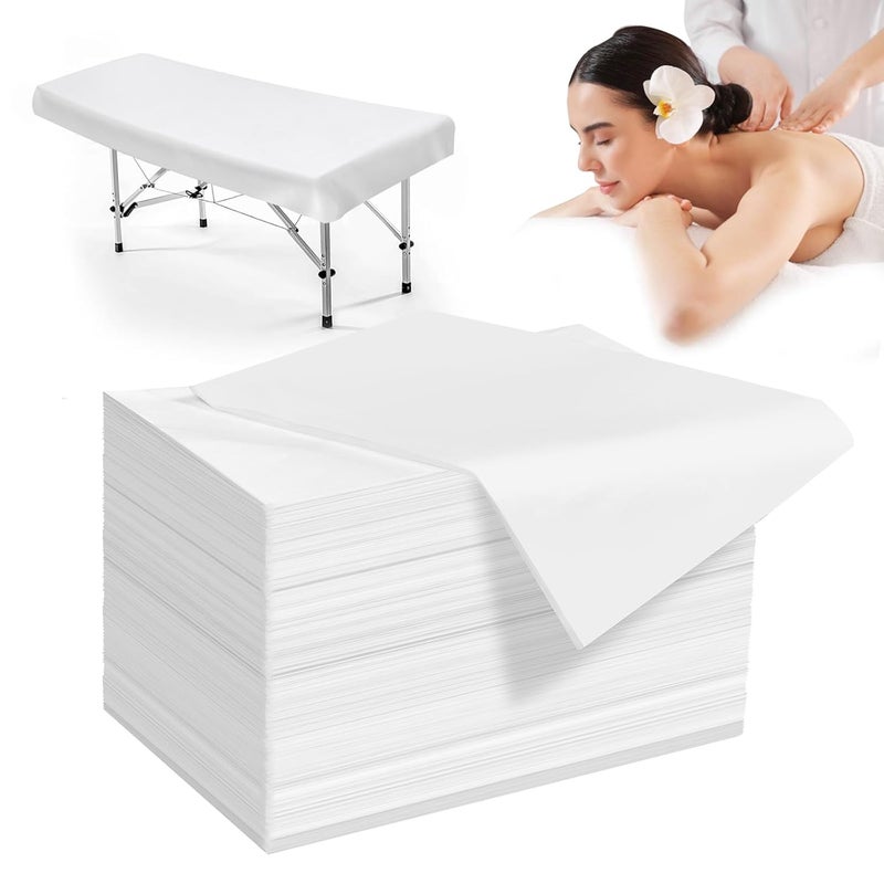 Celmuron 100 Pack Disposable Bed Sheets – 31.5 x 71 in Waterproof Non-woven Sheets for Massage, Spa, Tattoo & Salon Tables(White) - Image 1